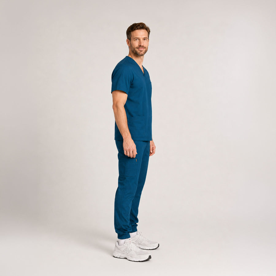 Cuello V con Pantalón - Azul Petróleo