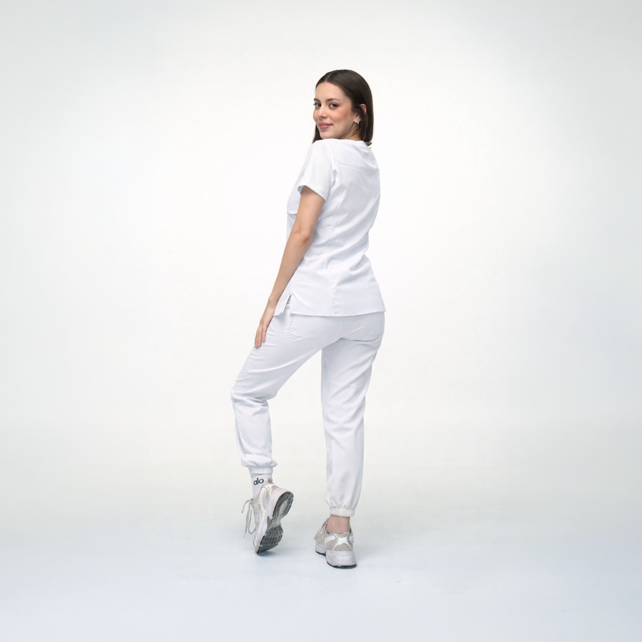 Cuello V con Pantalón - Blanco