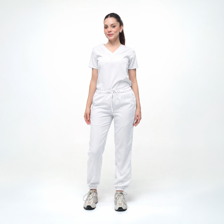 Cuello V con Pantalón - Blanco