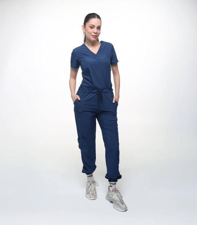 Cuello V con Pantalón - Azul Petróleo