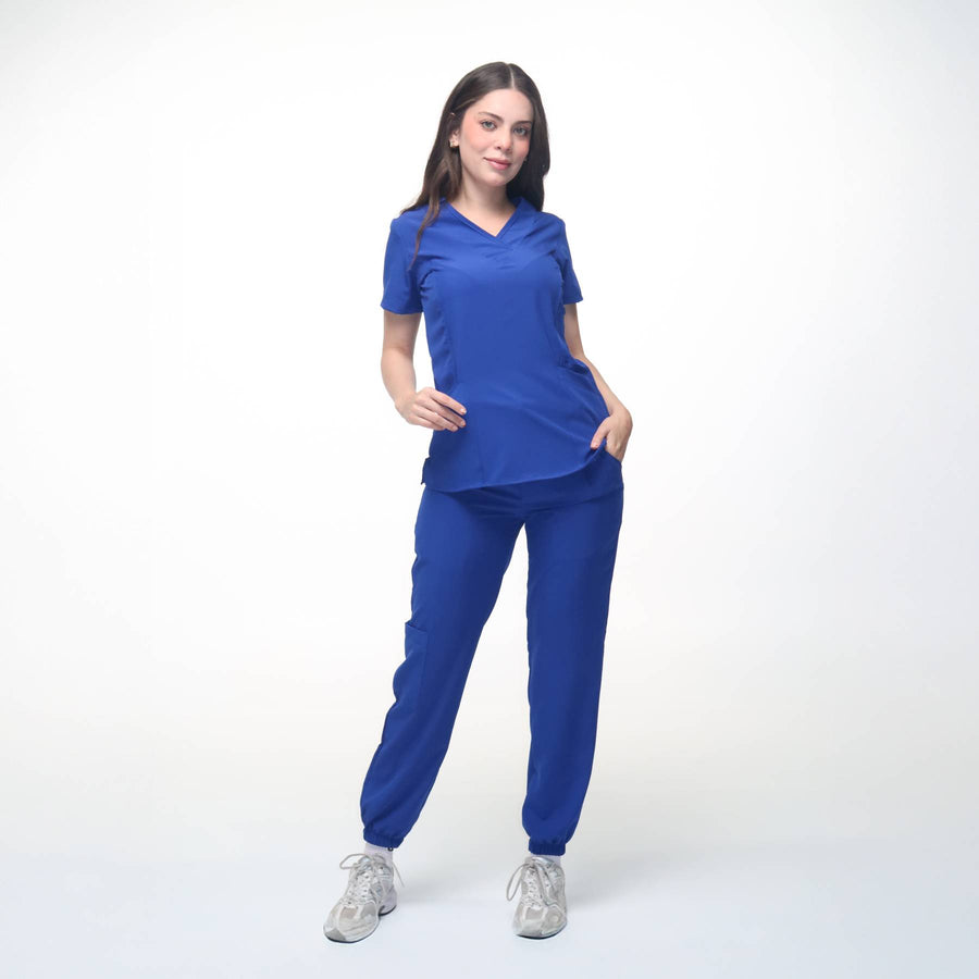 Cuello V con Pantalón - Azul Rey