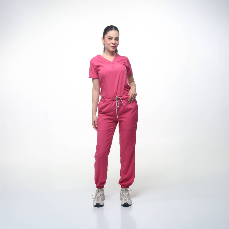 Cuello V con Pantalón - Rosa Barbie